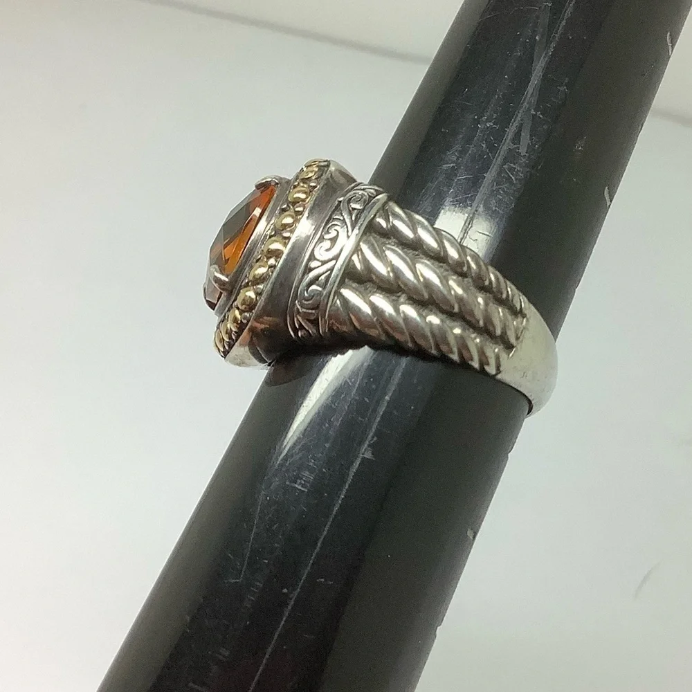Sterling silver 18k citrine designer Robert Manse ring